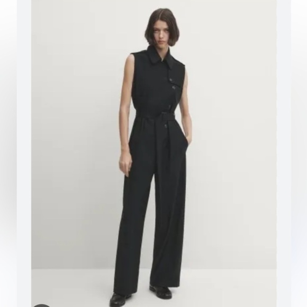 Massimo Dutti black belted jumpsuit